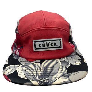 Original Chuck Leather 5 Panel Camp Cap Floral Brim Strapback Streetwear Hat